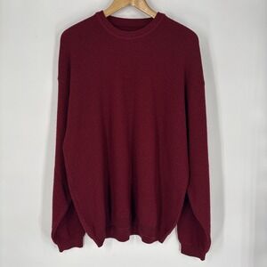 Cutter & Buck Mens Merino Wool Textured Pullover Sweater Size XL Deep Red‎ Golf